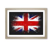 Union Jack British Flag Vol.1 Paint Splash Framed Print | A2 Oak Framed Wall Art | Ready to Hang | Modern Flag Picture | Living Room Bedroom Lounge Office