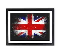 Union Jack British Flag Vol.1 Paint Splash Modern Art Framed Print | A2 Black Framed Wall Art | Ready to Hang | Modern Flag Picture | Living Room Bedroom Lounge Office