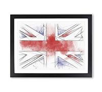 Union Jack British Flag Vol.1 Sketch Modern Art Framed Print | A2 Black Framed Wall Art | Ready to Hang | Modern Flag Picture | Living Room Bedroom Lounge Office
