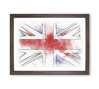 Union Jack British Flag Vol.1 Sketch Modern Art Framed Print | A3 Walnut Framed Wall Art | Ready to Hang | Modern Flag Picture | Living Room Bedroom Lounge Office