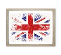 Union Jack British Flag Vol.1 Watercolour Modern Framed Print | A2 Oak Framed Wall Art | Ready to Hang | Modern Flag Picture | Living Room Bedroom Lounge Office