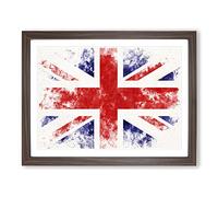 Union Jack British Flag Vol.1 Watercolour Modern Framed Print | A3 Walnut Framed Wall Art | Ready to Hang | Modern Flag Picture | Living Room Bedroom Lounge Office