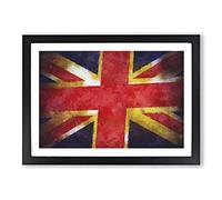 Union Jack British Flag Vol.2 Painting Framed Print | A2 Black Framed Wall Art | Ready to Hang | Modern Flag Picture | Living Room Bedroom Lounge Office