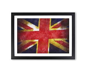 Union Jack British Flag Vol.2 Painting Framed Print | A2 Black Framed Wall Art | Ready to Hang | Modern Flag Picture | Living Room Bedroom Lounge Office