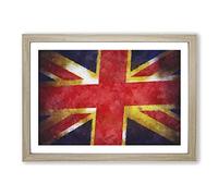 Union Jack British Flag Vol.2 Painting Framed Print | A2 Oak Framed Wall Art | Ready to Hang | Modern Flag Picture | Living Room Bedroom Lounge Office
