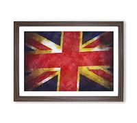 Union Jack British Flag Vol.2 Painting Framed Print | A2 Walnut Framed Wall Art | Ready to Hang | Modern Flag Picture | Living Room Bedroom Lounge Office