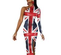 Union Jack British UK Flag Watercolor Ladies Bodycon Dress Womens Side Split Wrap Cocktail Dresses Maxi Sundress