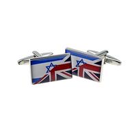 Union Jack British with Israel Israeli Mixed Flag Cufflinks