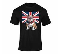 Union Jack Bulldog T Shirt Kids - Union Jack Flag Top for Adult and Kids Clothing - Black 78