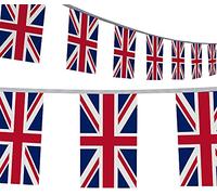 Union jack Bunting 29.5ft Extra Long Run of 30 Flag Bunting United Kingdom Great Britain Street Party Decoration Garland