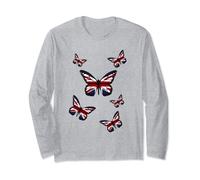 Union Jack Butterfly Butterflies Flag Wings British UK Flag Long Sleeve T-Shirt