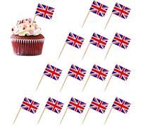 Union Jack Cake Toppers,100pcs Union Jack Flag Cupcake Toppers VJ Day 80th Anniversary Cake Topper Cocktail Sticks British Flags Great British Toothpick for Union Jack Royal Street Party Supplies