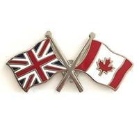 Union Jack & Canada Friendship National Flags Double Enamel Lapel PIN Badge
