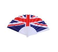 Union Jack Coloured Red White Blue Hand Face Fan Fancy Dress Accessory