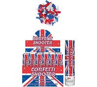 Union Jack Confetti Cannon with Blue, White and Red Biodegradable Paper 20cm Confetti Shooter for Celebration BBQ, Coronation,Great Britain British Party Confetti Decorations (Pack of 6)