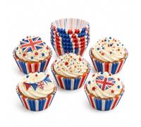 Union Jack Cupcake Cases Pack of 54, British Flag Cupcake Liners for Coronation, Royal, VE Day, Jubilee, Olympics, Birthday and Afternoon Tea Party Baking Decorations
