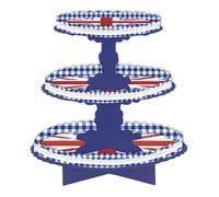 Union Jack Cupcake Stand 3 Tier Cup Cake Stand | Tiered Decorative British Flag Dessert Stand | Queens Platinum Jubilee Party Cupcake Stand