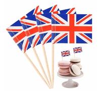 Union Jack cupcake toppers, 100pcs British flag cocktail sticks, food cup cake decorations for birthday, wedding, shower, national day, royal event, party, patriotic celebration