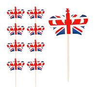 Union Jack Cupcake Toppers & Crown Food Picks - 30pcs British Flag Toothpicks for King's Birthday Parade 2025 Cocktails, Sandwiches, Royal Event Supplies, BBQs, and Themed Events - 2 pack