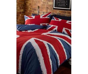 UNION JACK DOUBLE DUVET COVER & PILLOWCASE SET UK GB ENGLAND BEDDING