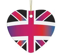 Union Jack England Flags Christmas Decorations Heart Shaped Xmas Hanging Ornament for Christmas Tree Party