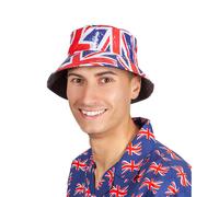 UNION JACK FABRIC BUCKET HAT ENGLAND BRITISH ROYAL VE DAY ACCESSORY WHOLESALE