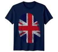 Union Jack Fingerprint Mens T-Shirt - United Kingdom British Pride Graphic Tee for Men