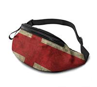Union Jack Flag Adjustable Fanny Pack Waist Bags with Headphone Hole for Sports Workout Traveling Running