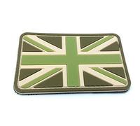 Union Jack Flag Brown Green Rounded PVC Airsoft Paintball Morale Patch