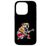 Union Jack Flag Bulldog Playing Electric Guitar UK Flag Case for iPhone 14 Pro