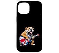 Union Jack Flag Bulldog Playing Electric Guitar UK Flag Case for iPhone 15