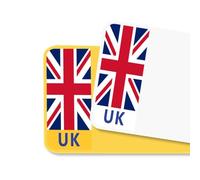 Union Jack Flag Car Number Plate Decorative Vinyl Stickers - Premium Bubble-Free Adhesive Decals - Set of 2 (F&R) - Weatherproof, Easy Application - Made in UK (UK, Neutral)