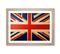 Union Jack Flag Concept Vol.1 Framed Print | A3 Oak Framed Wall Art | Ready to Hang | Modern Flag Picture | Living Room Bedroom Lounge Office