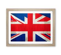 Union Jack Flag Concept Vol.2 Framed Print | A2 Oak Framed Wall Art | Ready to Hang | Modern Flag Picture | Living Room Bedroom Lounge Office