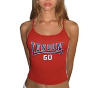 Union Jack Flag Crop Top for Women Sexy Spaghetti Strap Camisole Y2K Going Out Cami Shirt Vest England Great Britain United Kingdom UK Flags Tank Tops