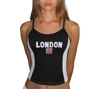 Union Jack Flag Crop Top for Women Sexy Spaghetti Strap Camisole Y2K Going Out Cami Shirt Vest England Great Britain United Kingdom UK Flags Tank Tops
