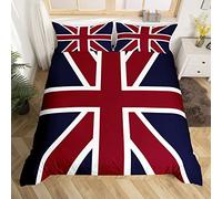 Union Jack Flag Duvet Cover British Flag Bedding Set for Kids Boys Girls Teens Room Red Whit Blue Comforter Cover Set Stripe Bedspread Cover 3Pcs Zipper Super King Size