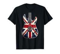 Union Jack Flag Electric Guitar Retro UK Flag Guitarist T-Shirt