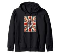Union Jack Flag English Bulldog Great Britain Dog UK Flag Zip Hoodie