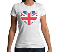 Union Jack Flag Heart Youth Kids Childrens T-Shirt White 9-11 Years (L)