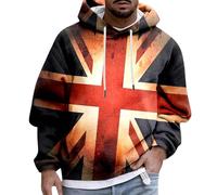 Union Jack Flag Hoodie for Men Long Sleeve Hooded Sweatshirt Great Britain British UK Flags Distressed Unisex Men Women Pullover