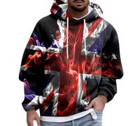 Union Jack Flag Hoodie for Men Long Sleeve Hooded Sweatshirt Great Britain British UK Flags Distressed Unisex Men Women Pullover