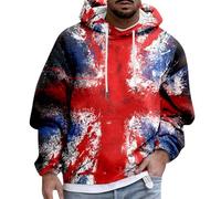 Union Jack Flag Hoodie for Men Long Sleeve Hooded Sweatshirt Great Britain British UK Flags Distressed Unisex Men Women Pullover