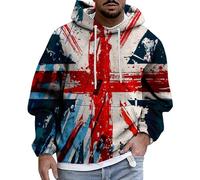 Union Jack Flag Hoodie for Men Long Sleeve Hooded Sweatshirt Great Britain British UK Flags Distressed Unisex Men Women Pullover