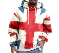 Union Jack Flag Hoodie for Men Long Sleeve Hooded Sweatshirt Great Britain British UK Flags Distressed Unisex Men Women Pullover