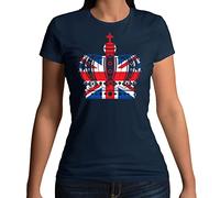 Union Jack Flag King's Coronation Crown Mens T-Shirt Navy Blue (2XL)