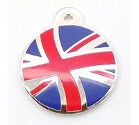 Union Jack Flag Large Patriot Disc Shaped Pet Tag - Please send clear details of what you would like engraved on the tag