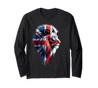 Union Jack Flag Lion Face British UK Flag Union Jack Long Sleeve T-Shirt