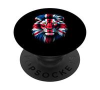 Union Jack Flag Lion Face Union Jack UK Flag PopSockets Adhesive PopGrip