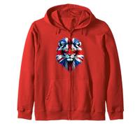 Union Jack Flag Lion Face Union Jack Zip Hoodie